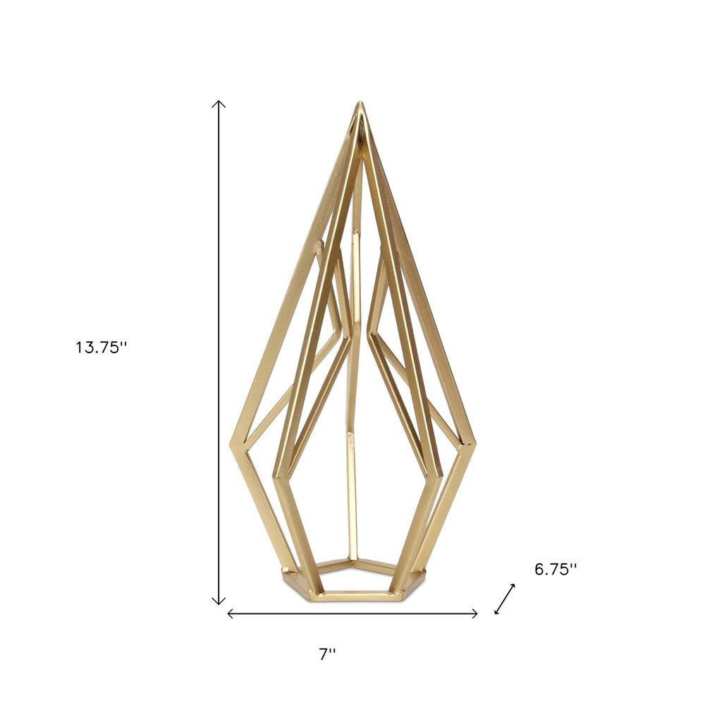 14" Gold Metal Open Geometric Tabletop Sculpture