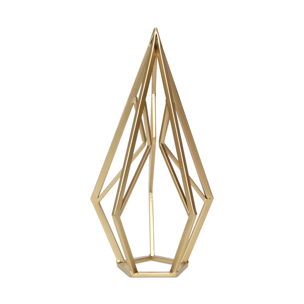14" Gold Metal Open Geometric Tabletop Sculpture