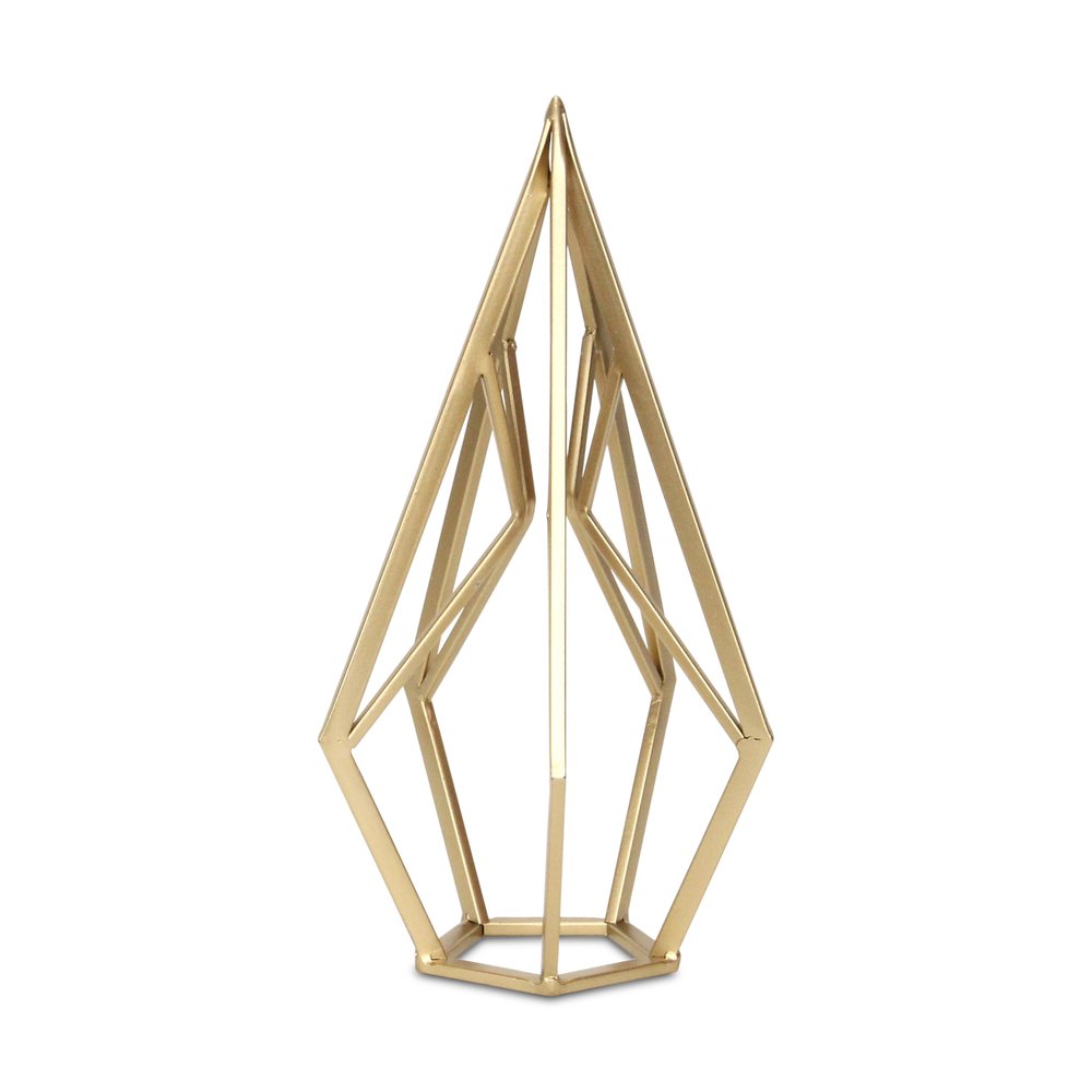 14" Gold Metal Open Geometric Tabletop Sculpture