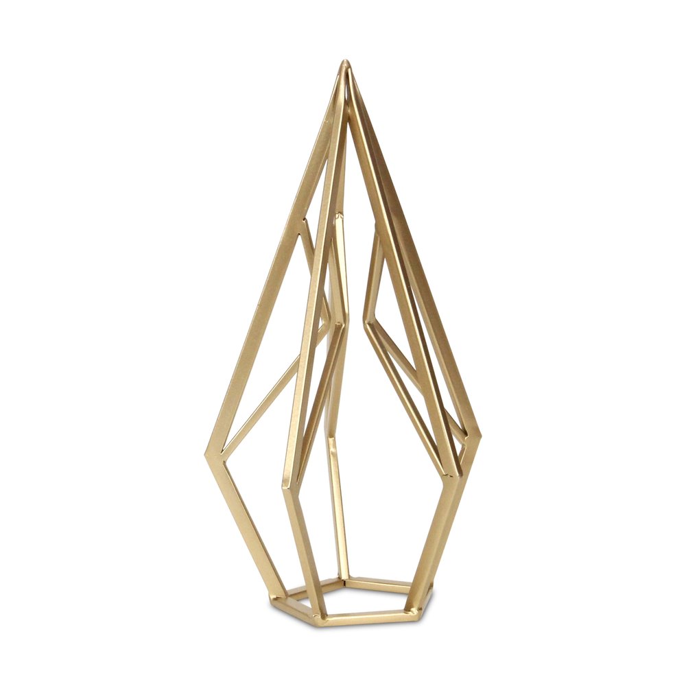 14" Gold Metal Open Geometric Tabletop Sculpture