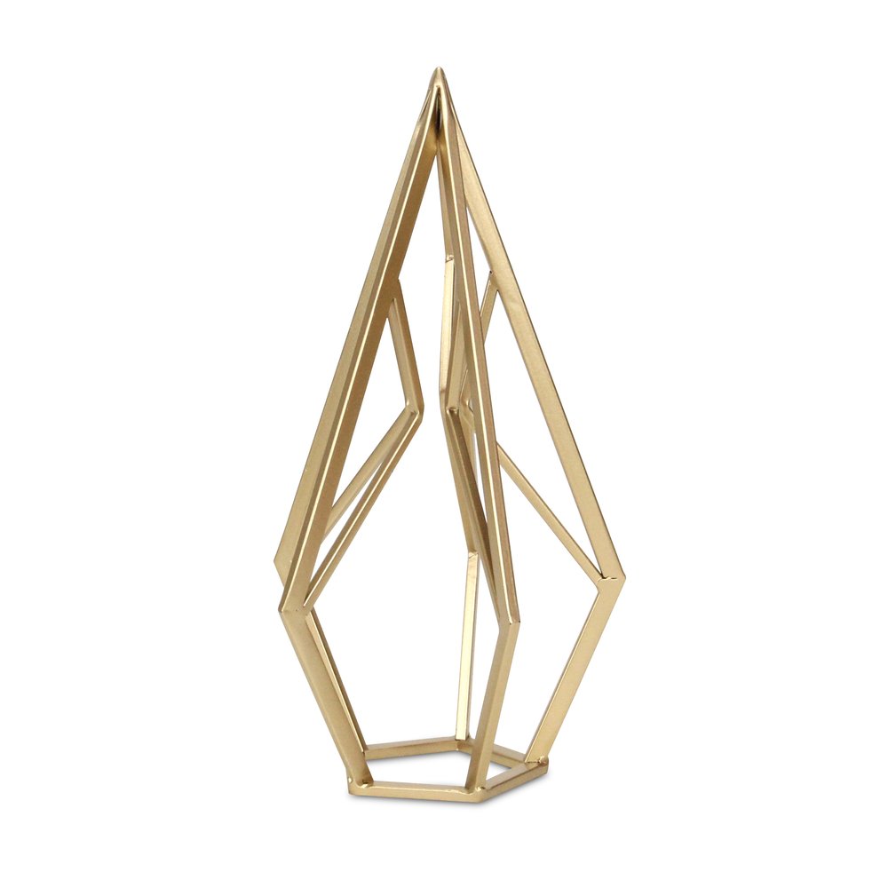 14" Gold Metal Open Geometric Tabletop Sculpture