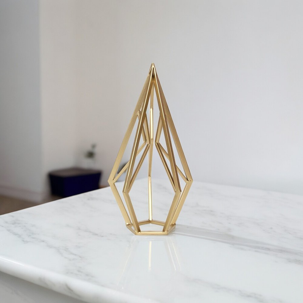 14" Gold Metal Open Geometric Tabletop Sculpture