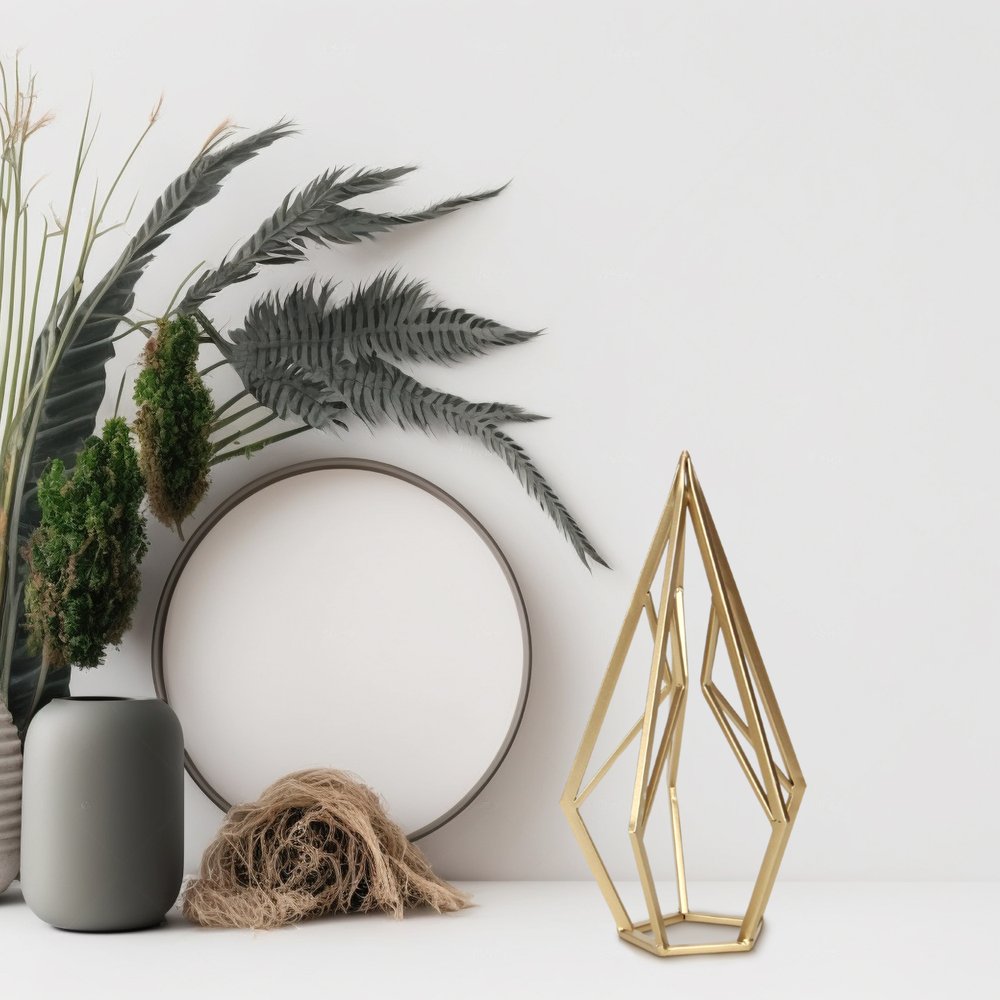 14" Gold Metal Open Geometric Tabletop Sculpture