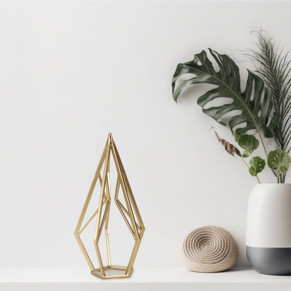 14" Gold Metal Open Geometric Tabletop Sculpture