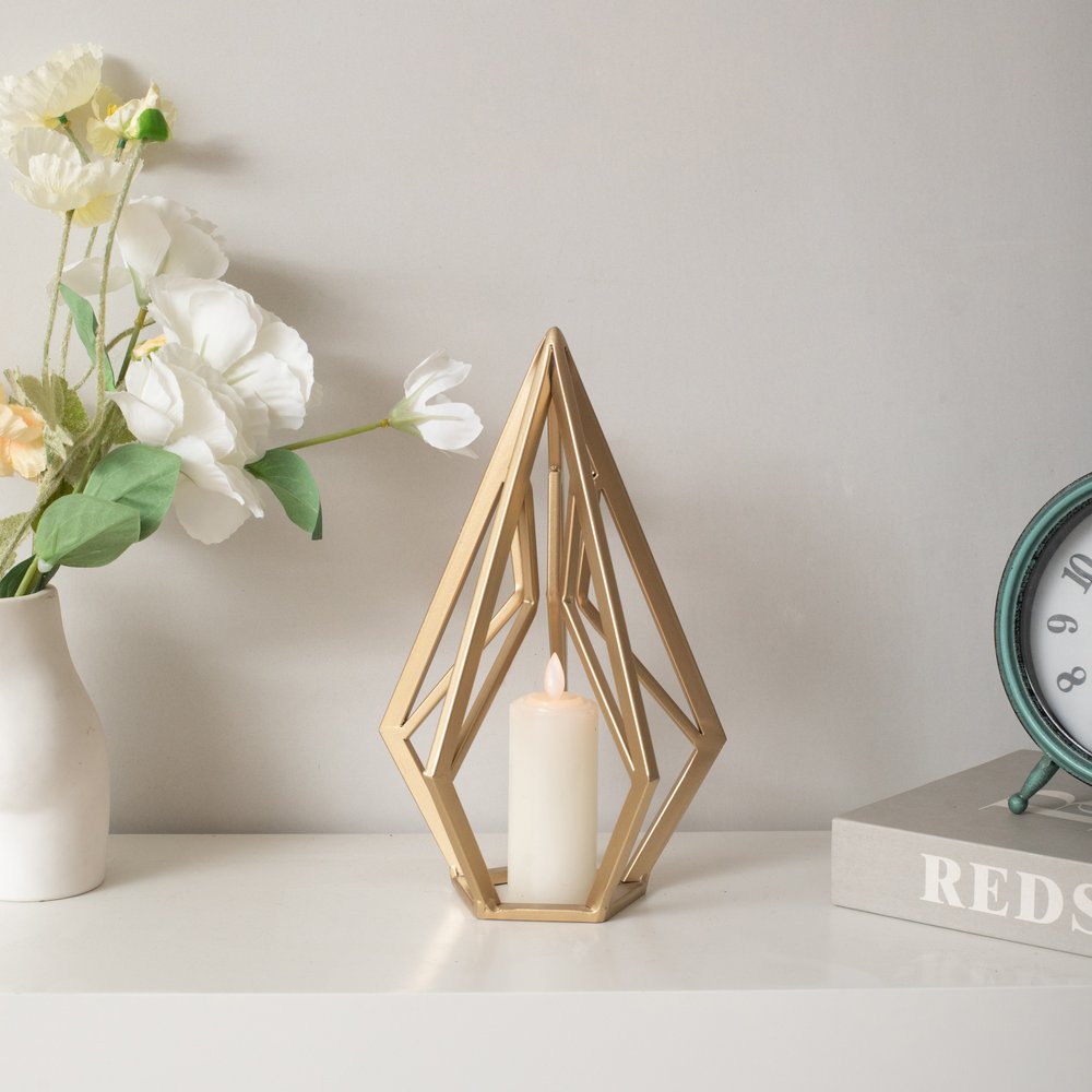 10" Gold Metal Open Geometric Tabletop Sculpture