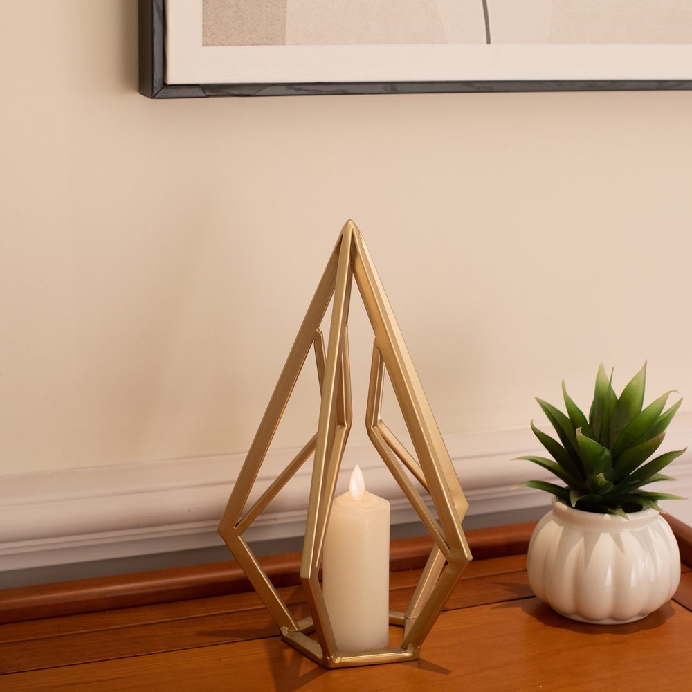 10" Gold Metal Open Geometric Tabletop Sculpture