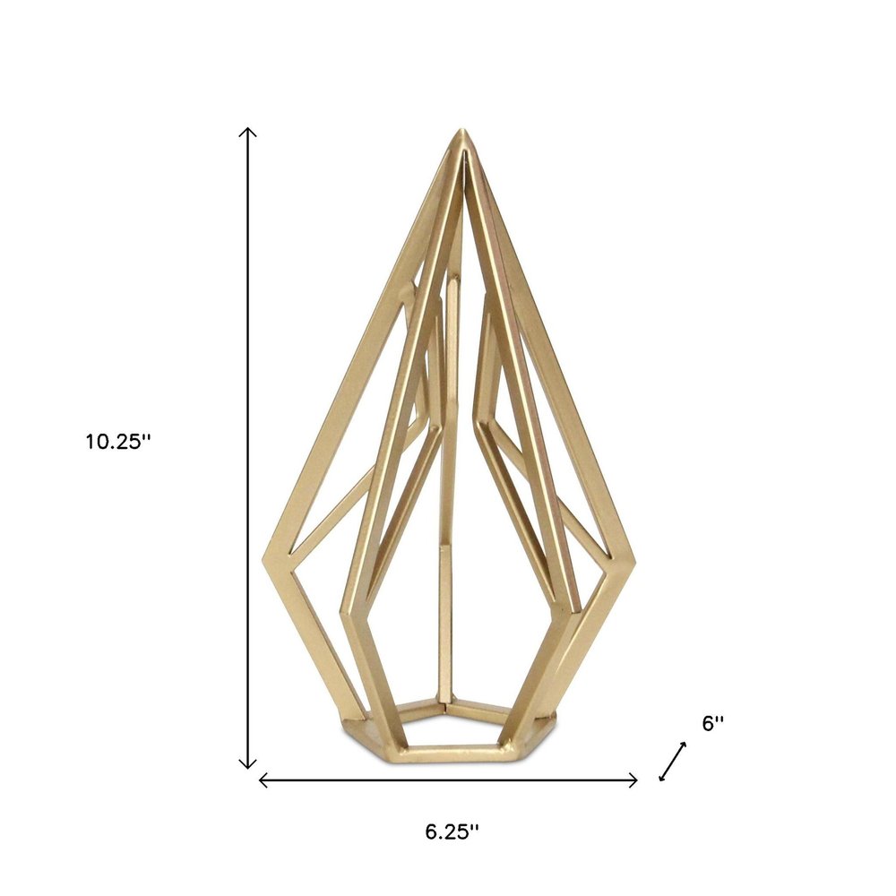 10" Gold Metal Open Geometric Tabletop Sculpture