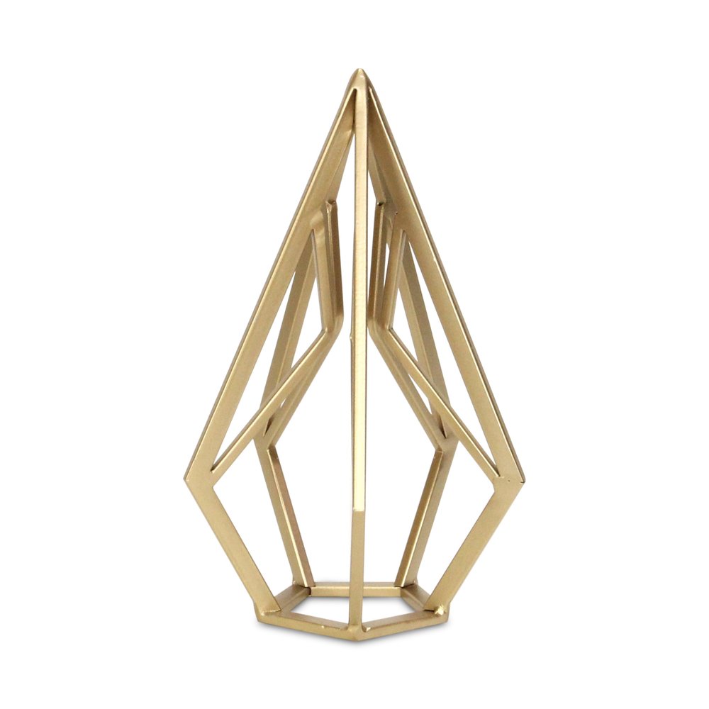 10" Gold Metal Open Geometric Tabletop Sculpture