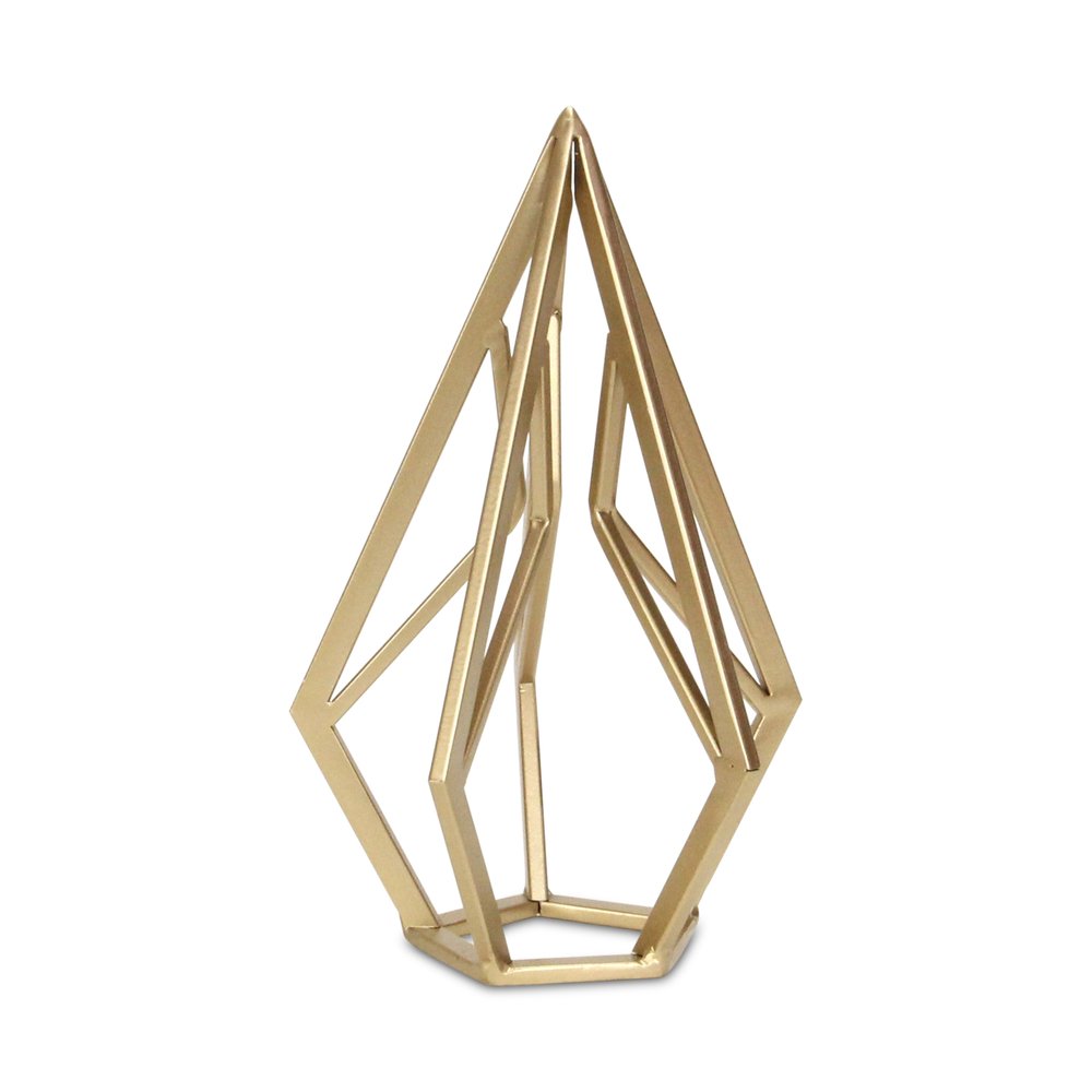 10" Gold Metal Open Geometric Tabletop Sculpture