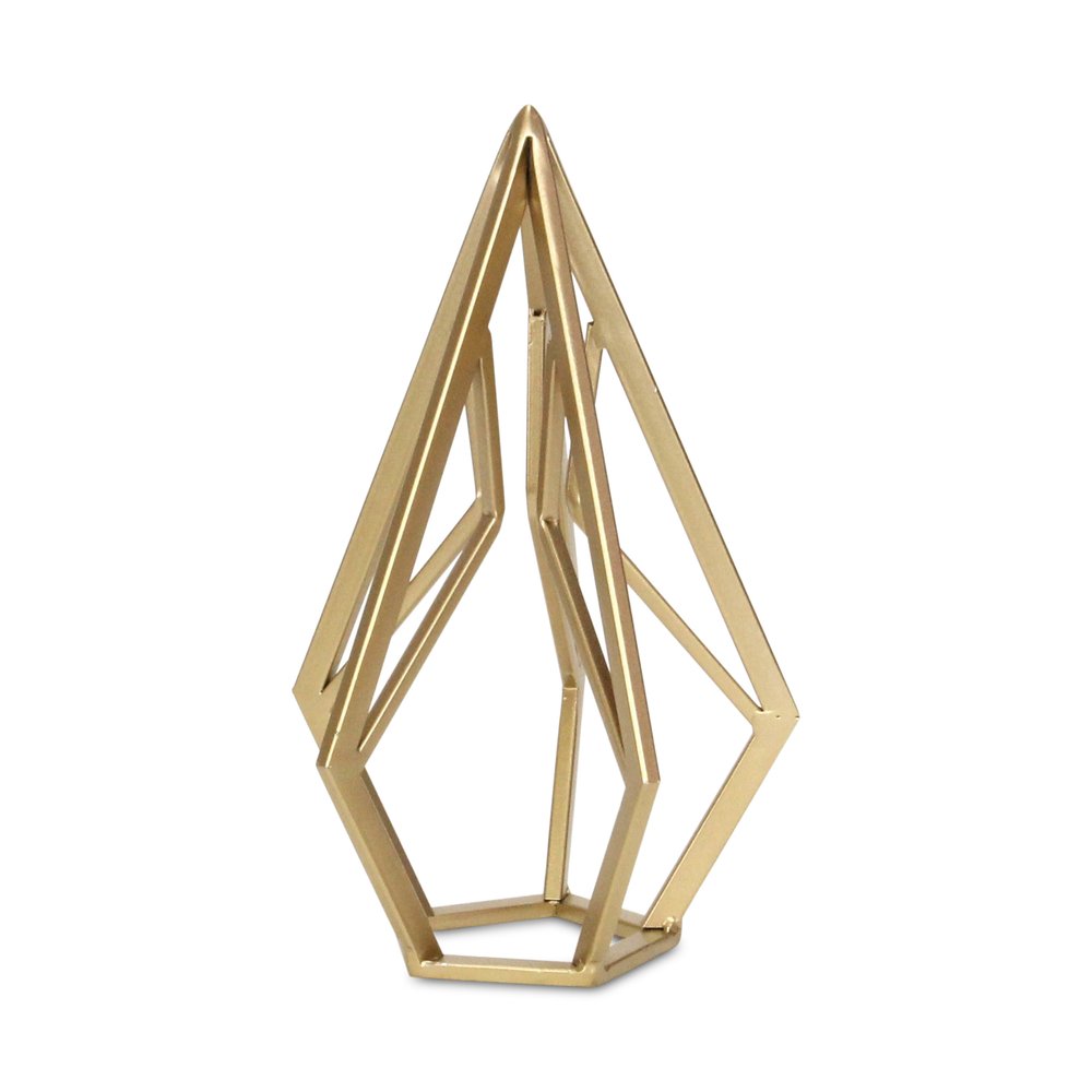 10" Gold Metal Open Geometric Tabletop Sculpture