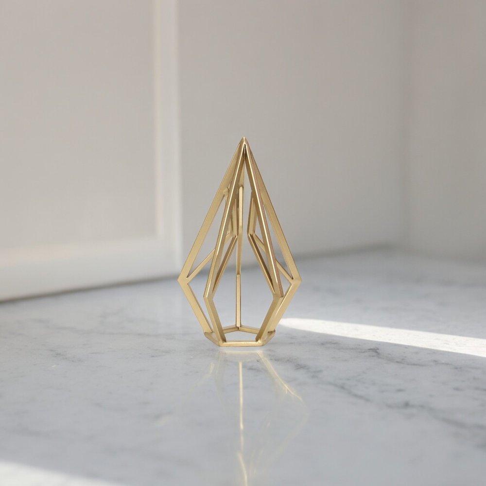 10" Gold Metal Open Geometric Tabletop Sculpture