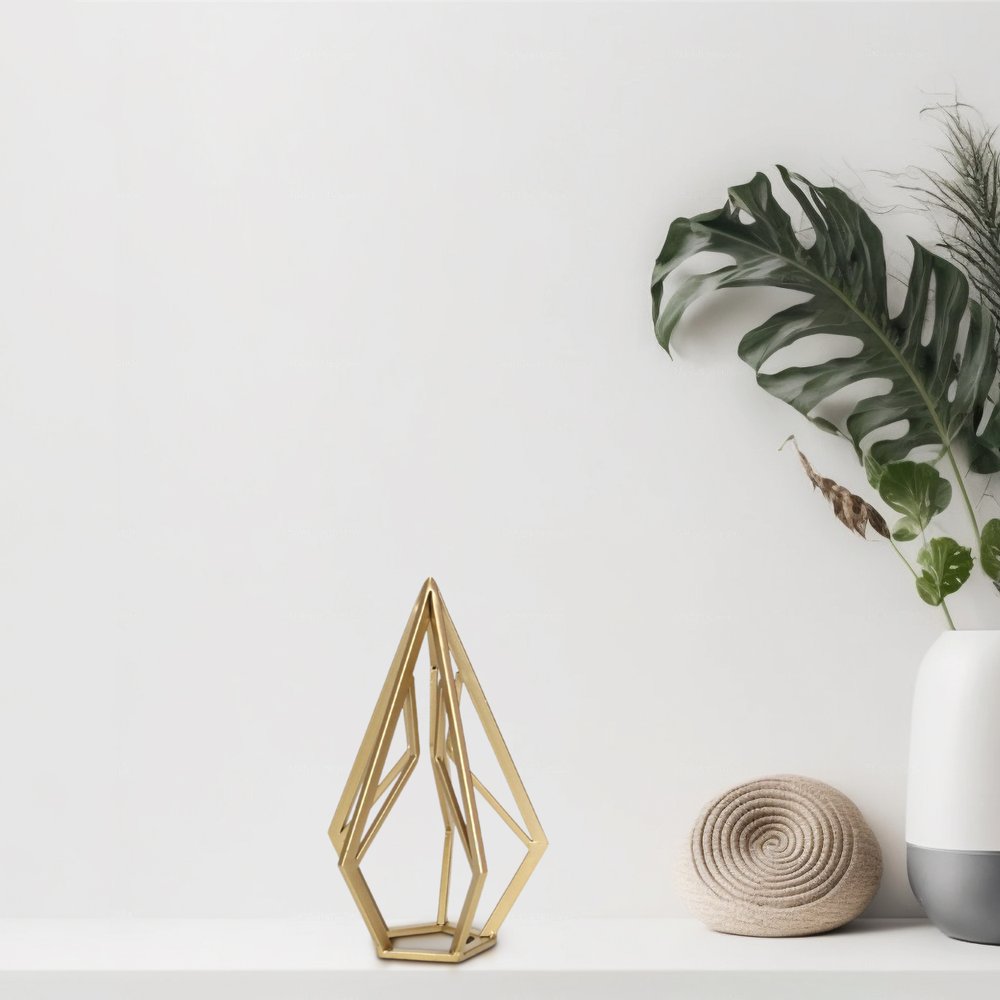 10" Gold Metal Open Geometric Tabletop Sculpture