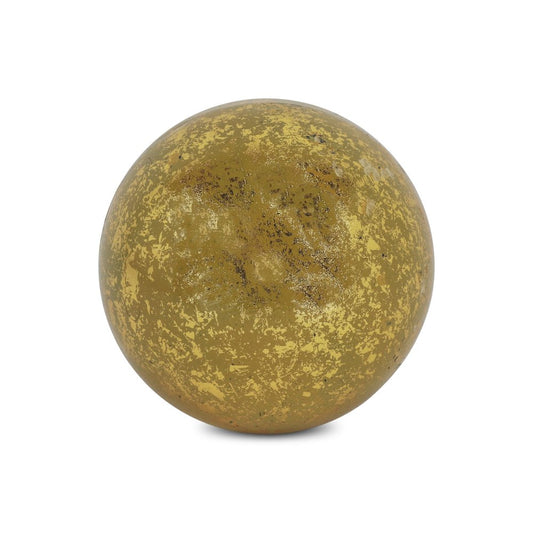 6" Gold Paper Mache Hand Painted Orb Decorative Orb