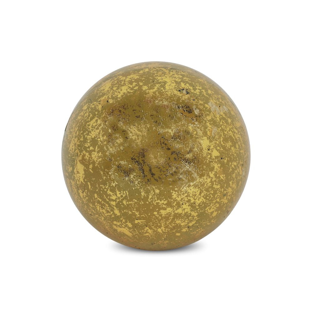 6" Gold Paper Mache Hand Painted Orb Decorative Orb