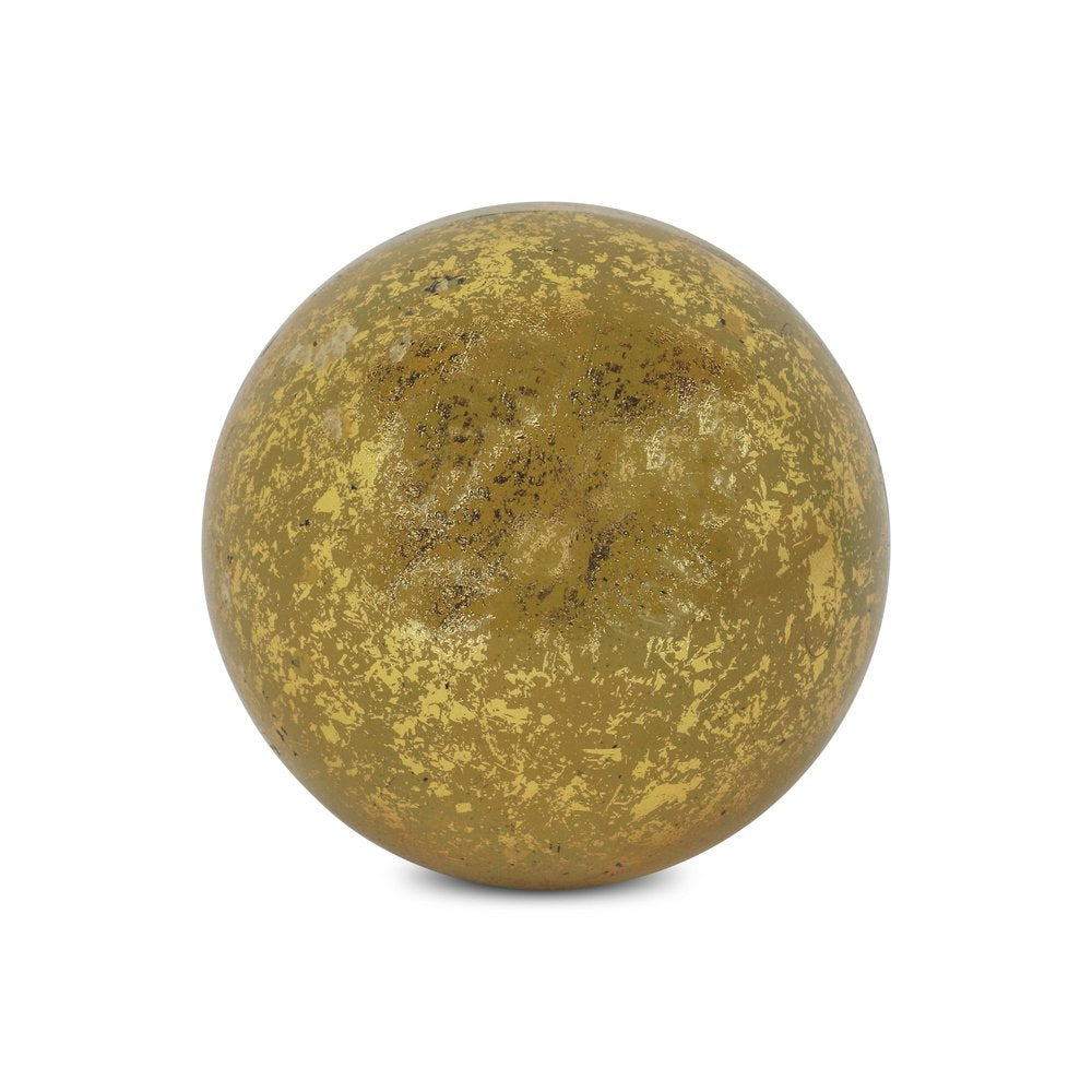6" Gold Paper Hand Painted Orb Tabletop Sculpture