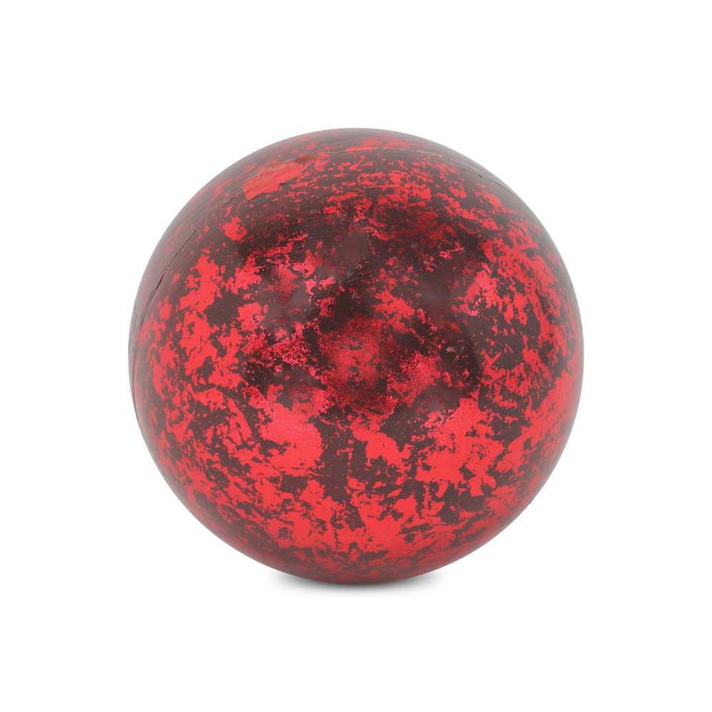 6" Red Paper Hand Painted Orb Tabletop Sculpture