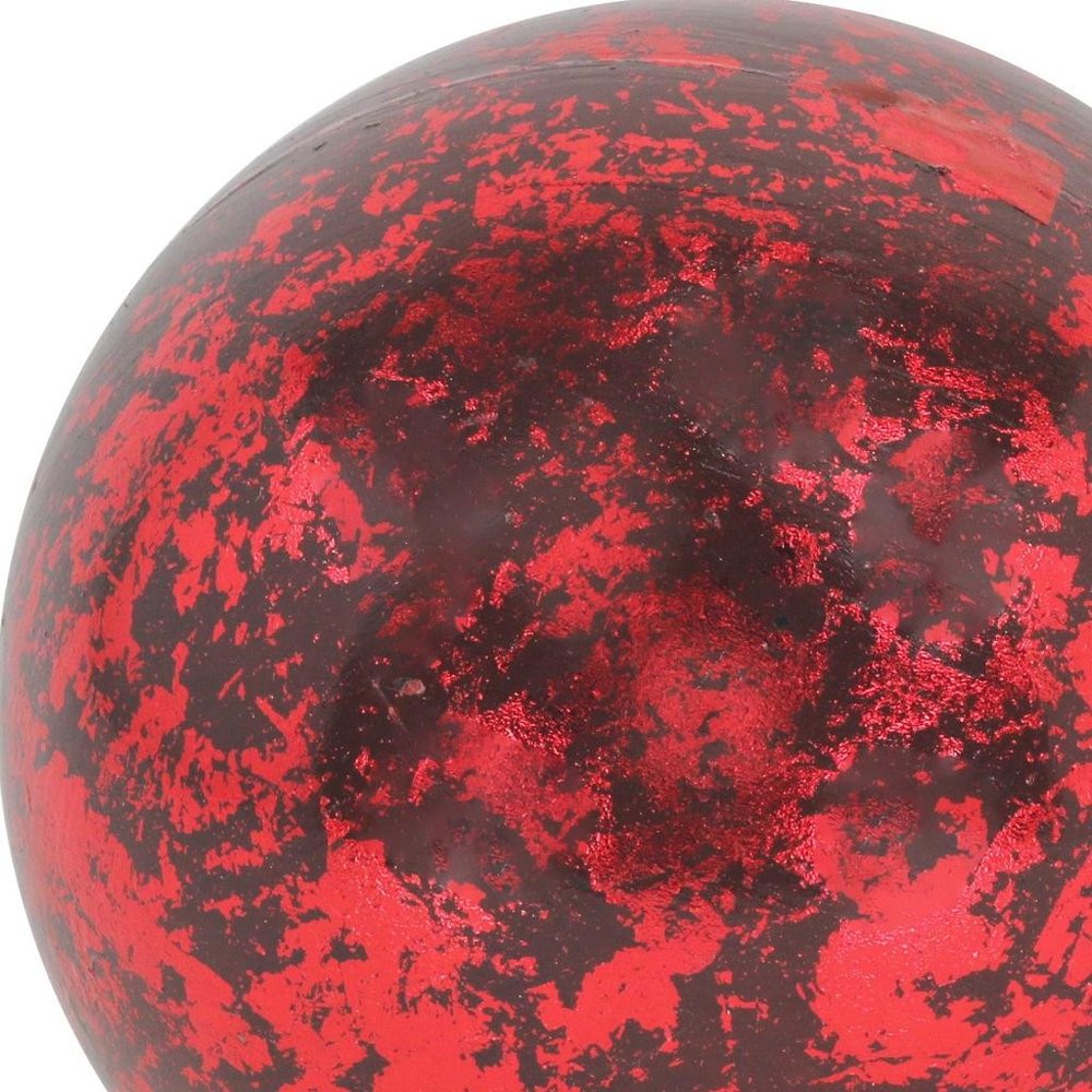 6" Red Paper Hand Painted Orb Tabletop Sculpture