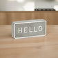 4" Gray And White Galvanized Metal Hello Hand Painted Tabletop Sign