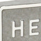 4" Gray And White Galvanized Metal Hello Hand Painted Tabletop Sign