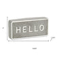 4" Gray And White Galvanized Metal Hello Hand Painted Tabletop Sign