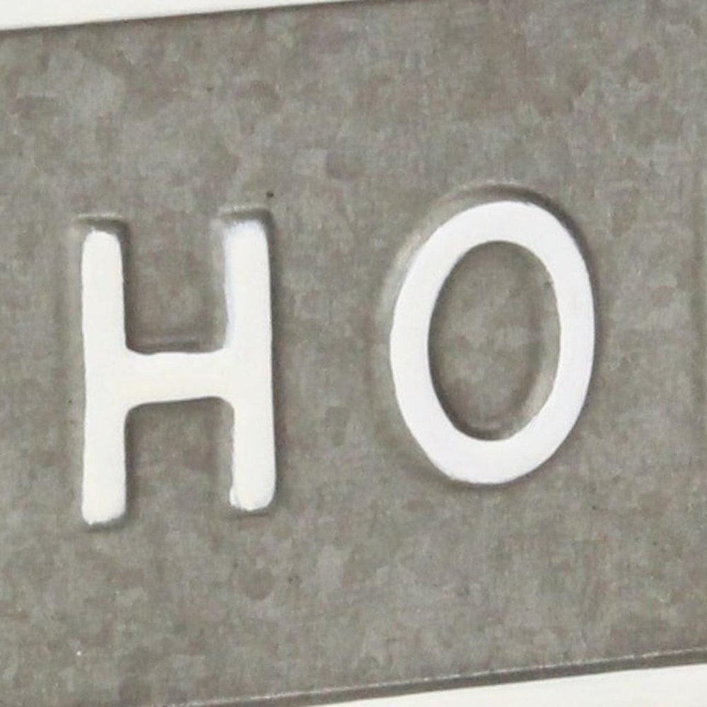 4" Gray And White Metal Home Hand Painted Tabletop Sign