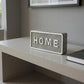 4" Gray And White Metal Home Hand Painted Tabletop Sign