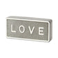 4" Gray And White Galvanized Metal Love Hand Painted Tabletop Sign