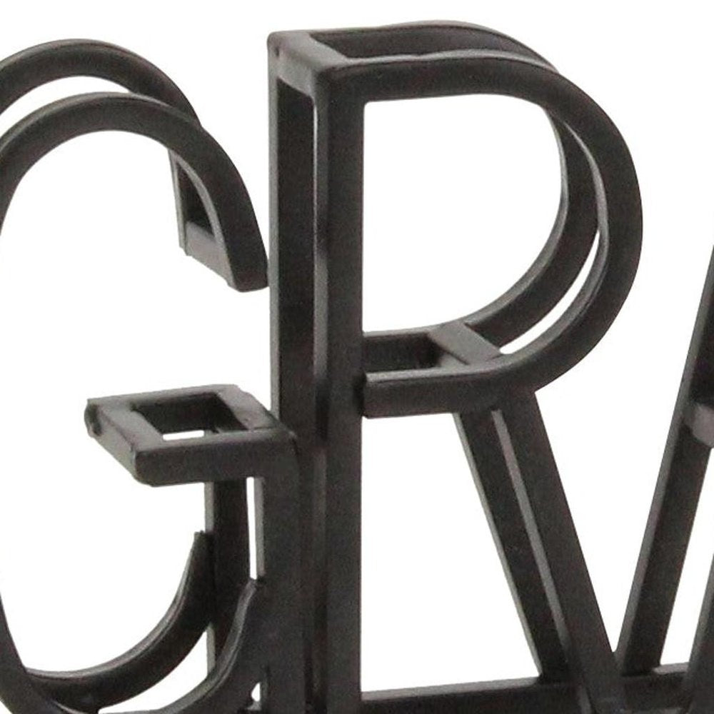17" Black Metal Grateful Tabletop Sign
