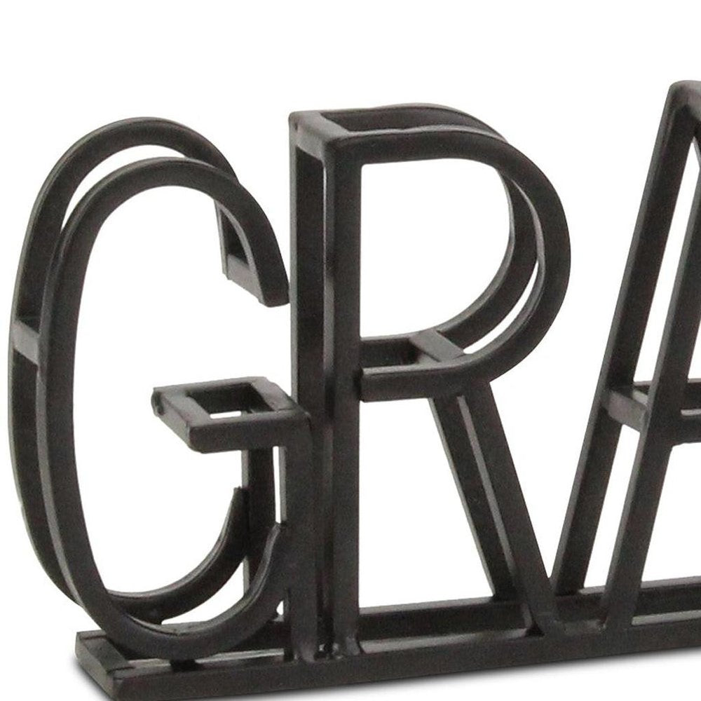 17" Black Metal Grateful Tabletop Sign