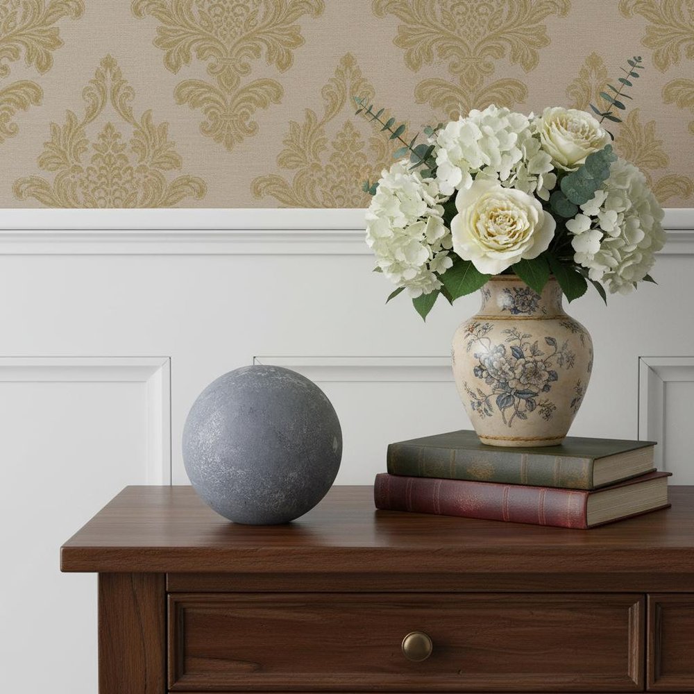 6" Silver Paper Hand Painted Orb Tabletop Sculpture