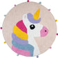 32" Pink And Yellow Cotton Unicorns Round Youthful Bath Rug