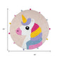 32" Pink And Yellow Cotton Unicorns Round Youthful Bath Rug