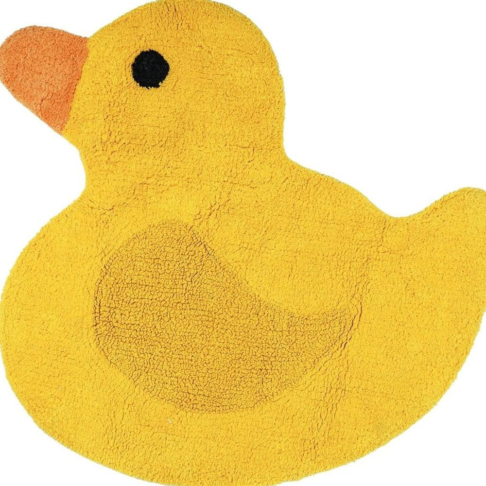 25" Yellow Cotton Rubber Duckie Youthful Bath Rug