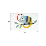 32" White And Yellow Cotton Chameleon Youthful Bath Rug