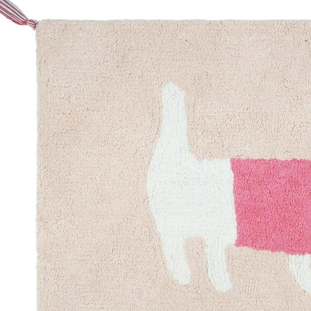 32" Pink And Purple Cotton Dog Youthful Bath Rug