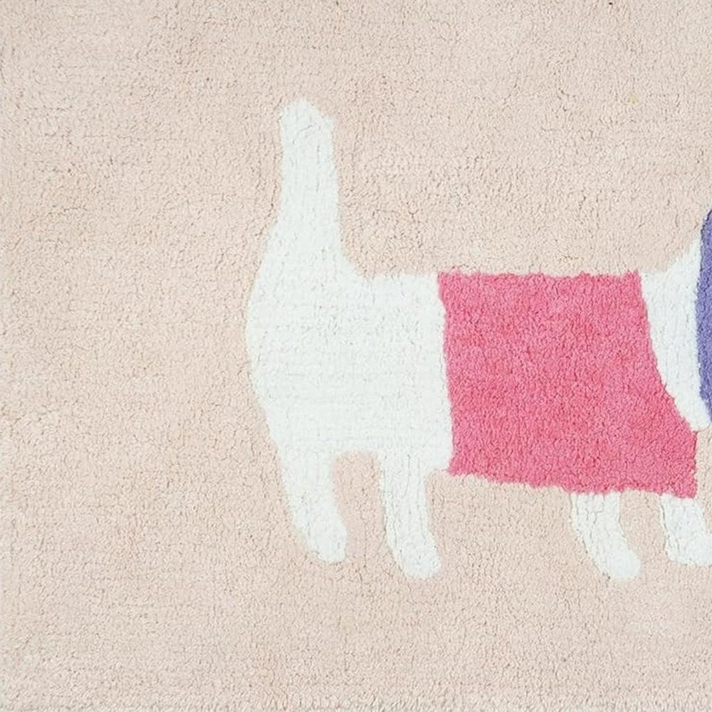 32" Pink And Purple Cotton Dog Youthful Bath Rug