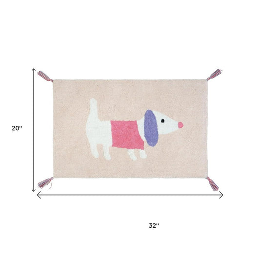 32" Pink And Purple Cotton Dog Youthful Bath Rug