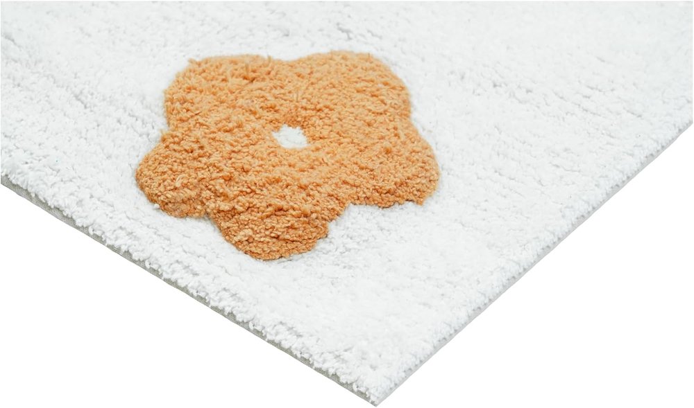 32" Pink And White Cotton Flowers Floral Floral Bath Rug