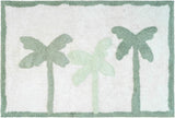 32" Green And White Cotton Palm Trees Bath Rug