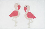 32" Pink And White Cotton Flamingo Bath Rug