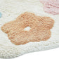32" White Blue And Pink Cotton Hedgehog Floral Print Bath Rug
