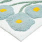 32" Light Blue Red And White Cotton Floral Bath Rug