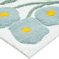32" Light Blue Red And White Cotton Floral Bath Rug