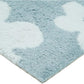 32" Blue And White Cotton Floral Bath Rug