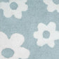32" Blue And White Cotton Floral Bath Rug