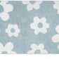32" Blue And White Cotton Floral Bath Rug