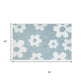 32" Blue And White Cotton Floral Bath Rug