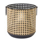 Set of Two Black And Brown Distressed Geometric Iron Tabletop Lantern Candle Holders