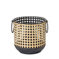 Set of Two Black And Brown Distressed Geometric Iron Tabletop Lantern Candle Holders