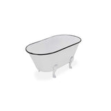 9" White White And Black Metal Hand Painted Decorative Tub